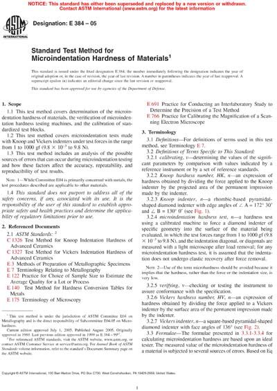 standard test method for microindentation hardness of materials|microindentation hardness of materials.